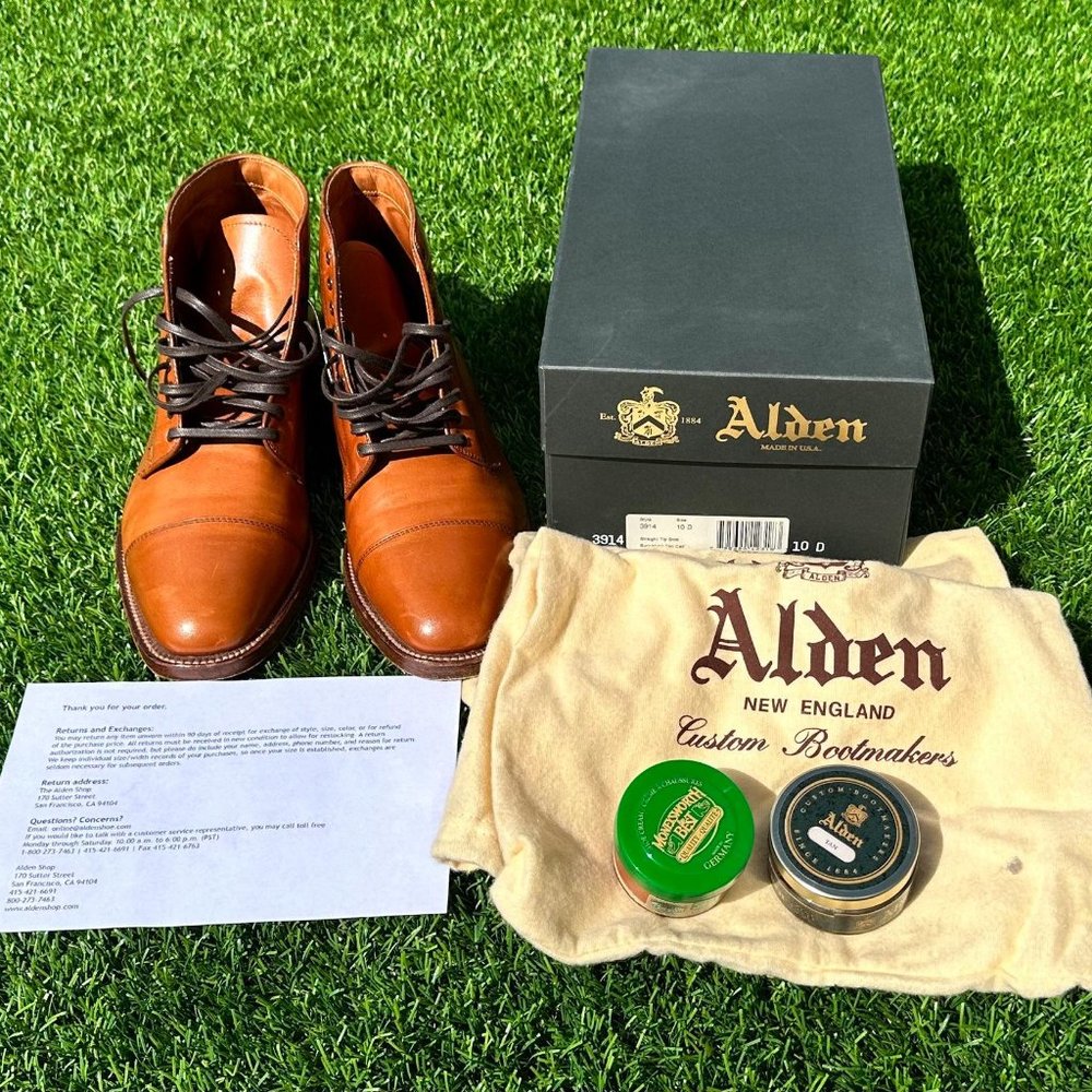 Alden 3914 Straight Tip Boot (Tan) - Handmade in Massachusetts, USA